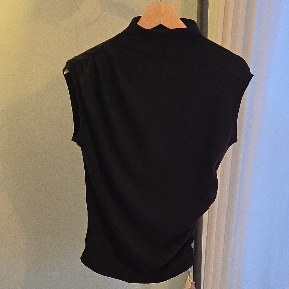 NWT - OGL Black Sleeveless Mock Neck Blouse
